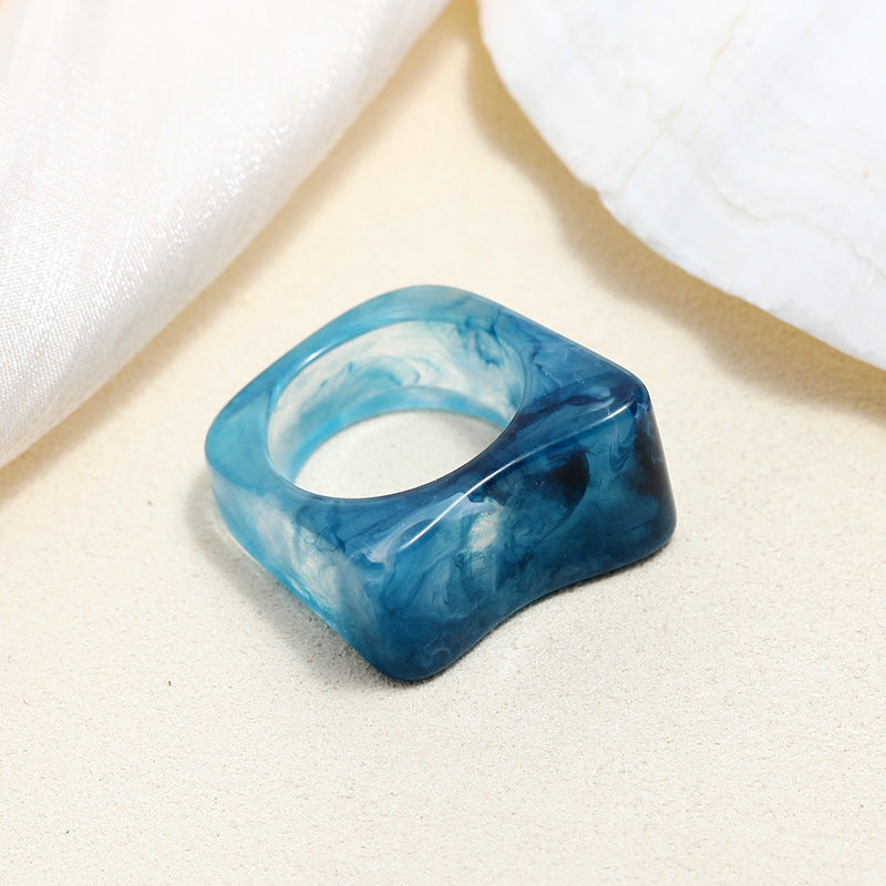 Tortoiseshell Diamond Acrylic Cold Wind Resin Ring