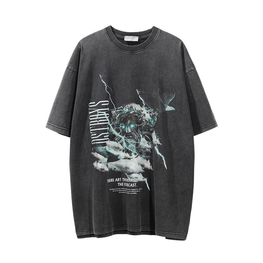 Devil Print Washed T-shirt Men