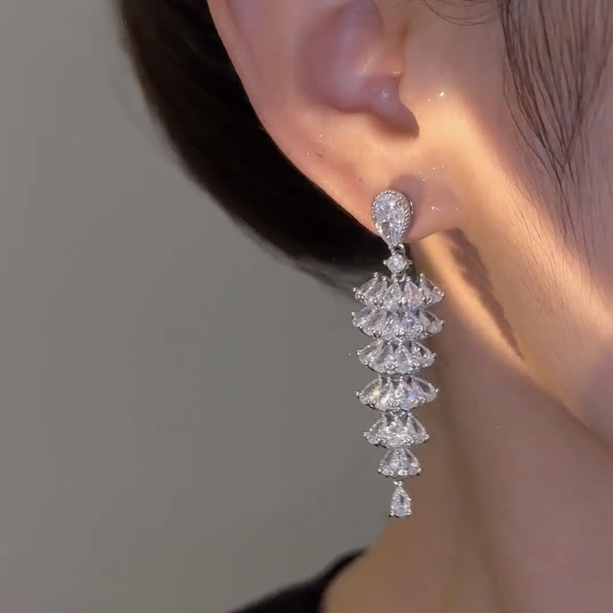 cubic zirconia dangle earrings