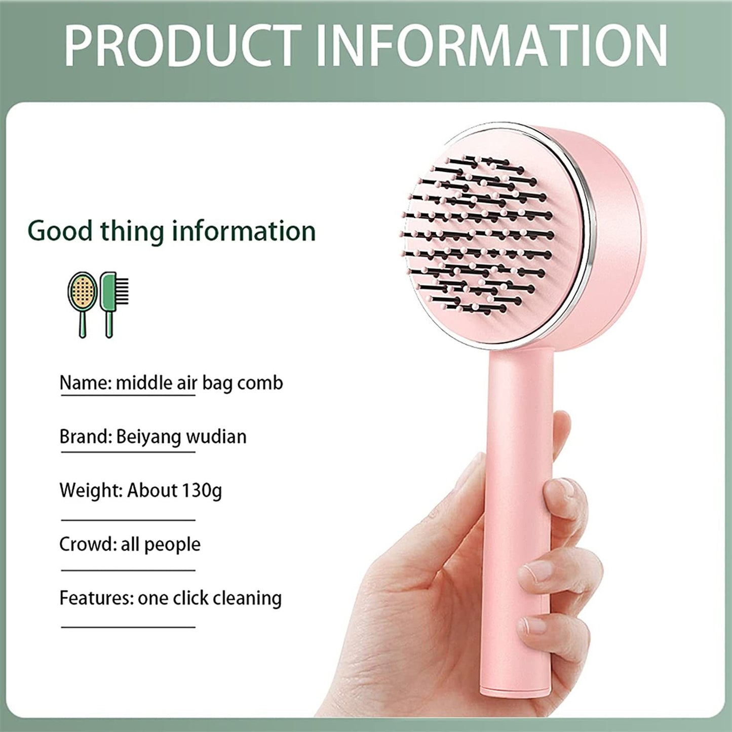 3D Air Cushion Massager Brush with Retractable Bristles Self Cleaning Hair Brush